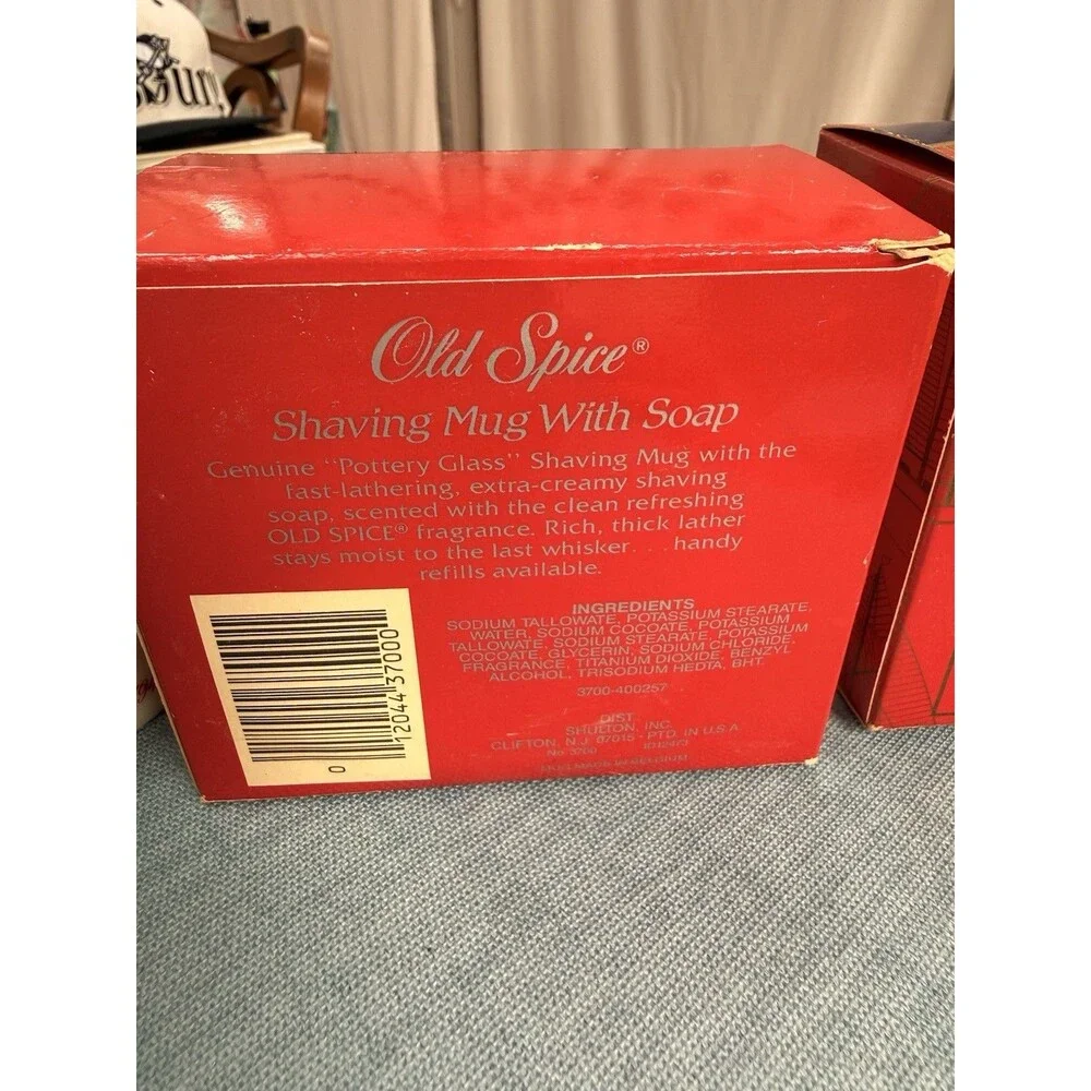 Vintage Old Spice Shaving Mug Refill Soap 3 Oz Lot of 2 w/ Brush Shulton
